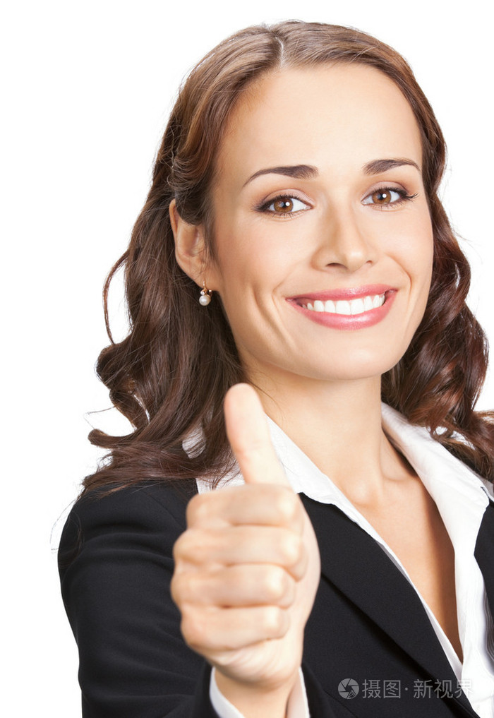 白上的姿态,竖起大拇指的女人