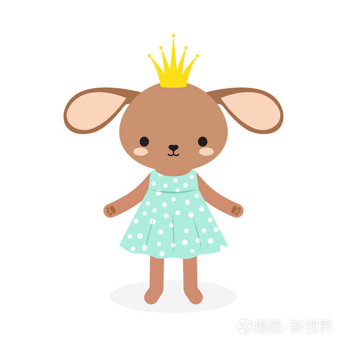 可爱的兔子公主礼服和皇冠向量例证
