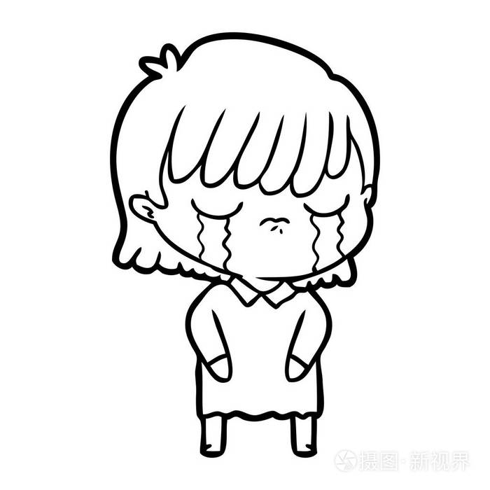 卡通女性哭泣的媒介例证插画-正版商用图片06n1xu-摄图新视界