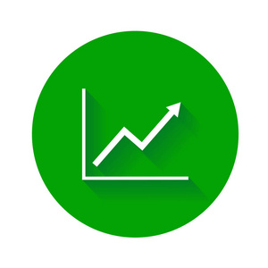 增长折线图图标.生长图平面矢量图与长阴影.