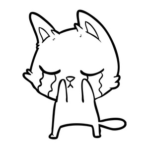 哭泣的小猫可爱的塔比小猫在白色上哭哭卡通猫与菜刀哭泣的小猫查找和