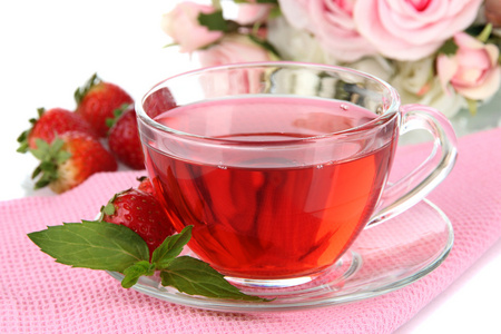 美味的草莓茶上表特写