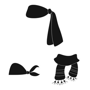 围巾和披肩标志的矢量插图。一套围巾和附件矢量图标股票