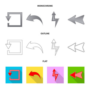 元素和箭头图标的孤立对象。一组元素和方向股票矢量图
