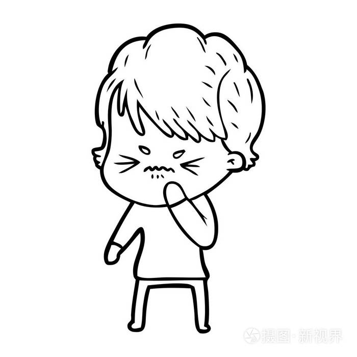 卡通失落女子的矢量插画