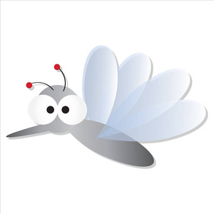 可爱的蚊子与大眼神眼睛动画片向量例证