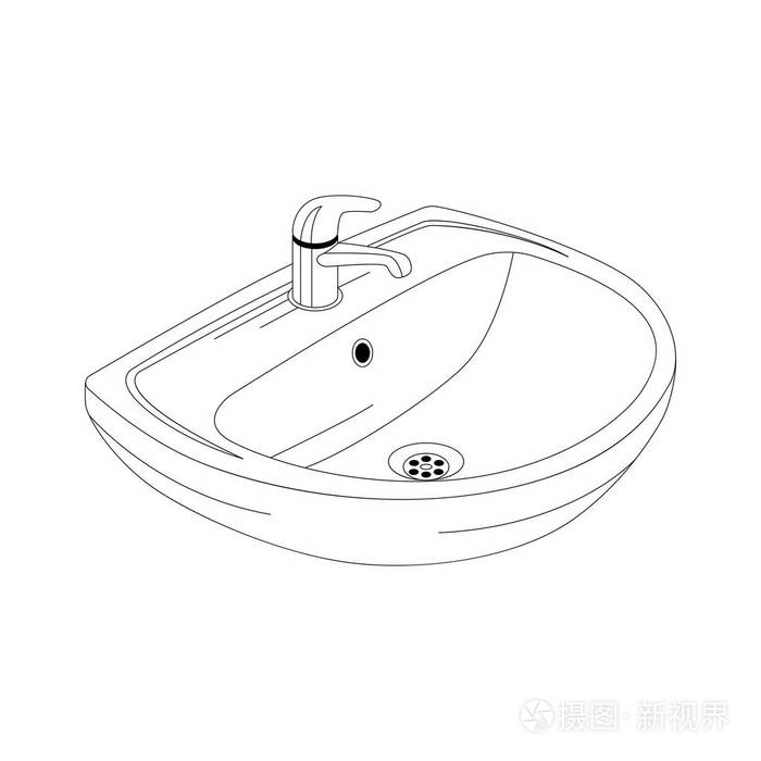 陶瓷洗脸盆矢量插图衬里