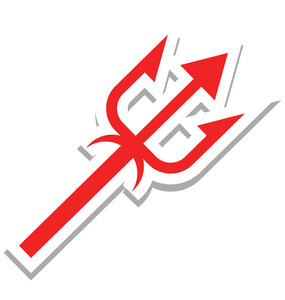 平面设计万圣节魔鬼三叉戟图标红色万圣节图释魔鬼与三叉戟在卡通