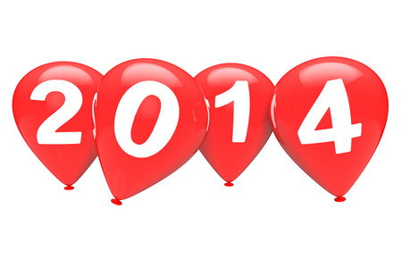 红色圣诞气球以 2014年号照片