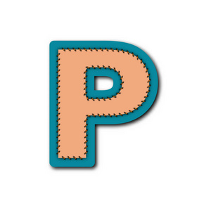 字符在刺绣贴片中的 p 字矢量图形构思设计概念研究照片