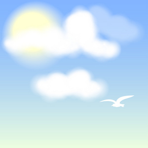 云蓝蓝的天空上的白鸟