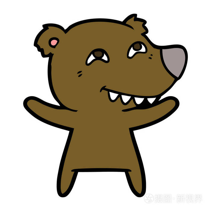 卡通熊展示牙齿