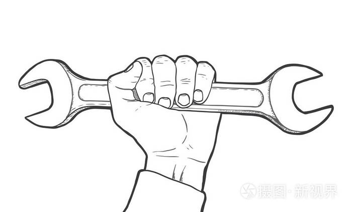手拿扳手, 手绘插画-正版商用图片06nw2d-摄图新视界