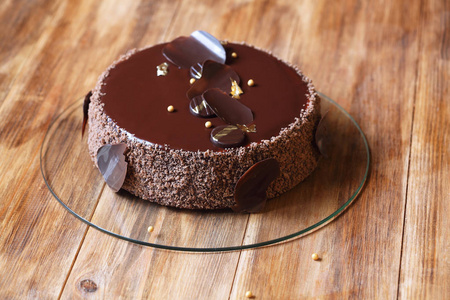 巧克力 Praga最著名的苏联蛋糕之一木质背景