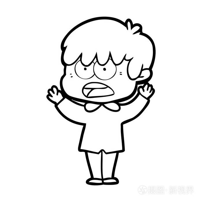 担心卡通男孩的矢量插图