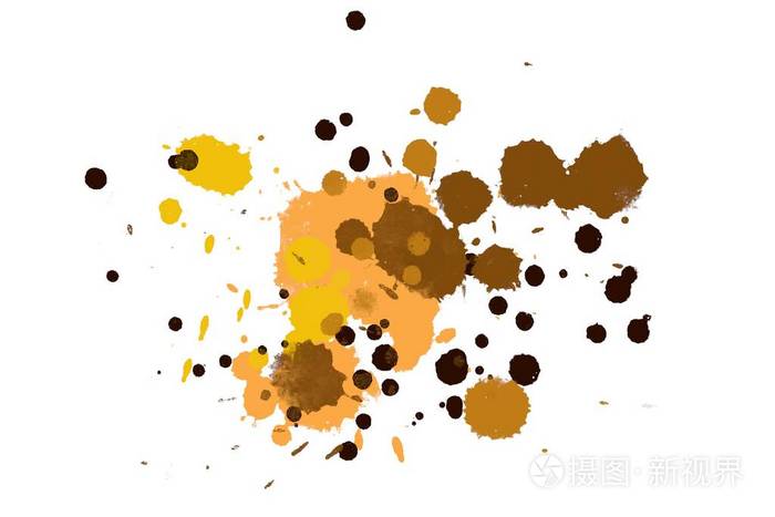 抽象水彩水彩画手绘油漆飞溅污渍白色背景