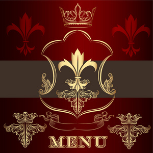 冠和芙蓉德 lis 的复古风格的菜单设计