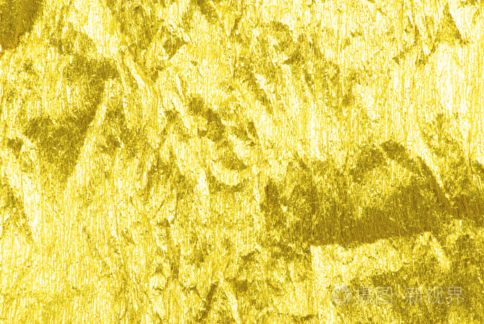 纹理的金色铝箔近距离视图