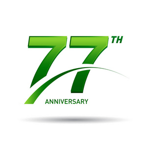 77年绿色周年纪念标志在白色背景