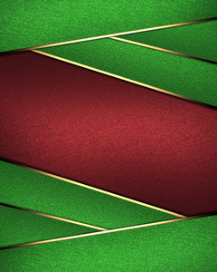 用绿色的丝带包装的红色背景.写作模板照片