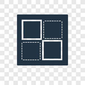 正方形矢量图标在透明背景上隔离, 方形透明徽标概念