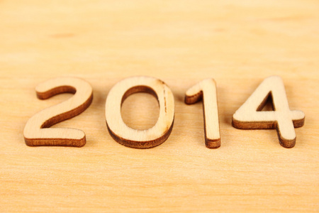 2014 年的木制数。新的一年