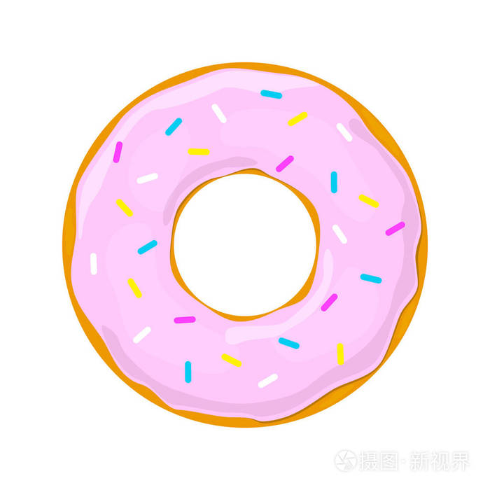 甜甜圈图标被隔离在光后面.矢量