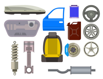 汽车矢量零件汽车维修服务车辆机械设备修理摩托车插图
