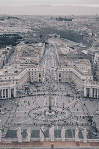 从上面看到的圣彼得广场, 黑白版
