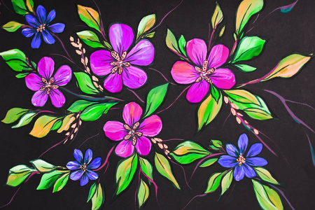 黑色背景上的花卉插图 油画印象派 花画派 油画派相似素材图片 摄图新视界