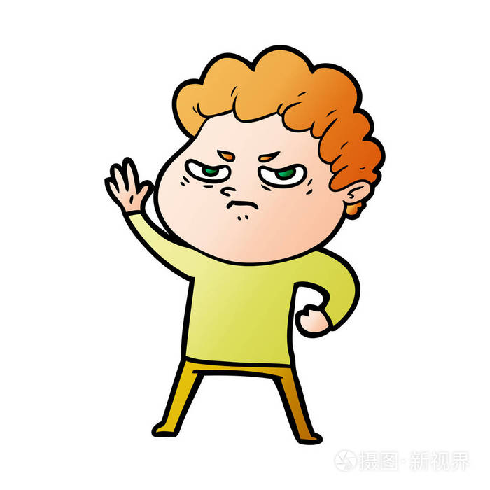 矢量图的卡通愤怒的男人