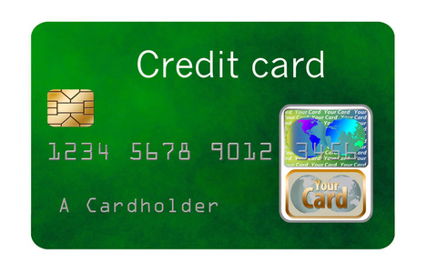 这是一个例证, 特点是信用卡的安全功能, 包括全息图, 磁条和 emv 芯片
