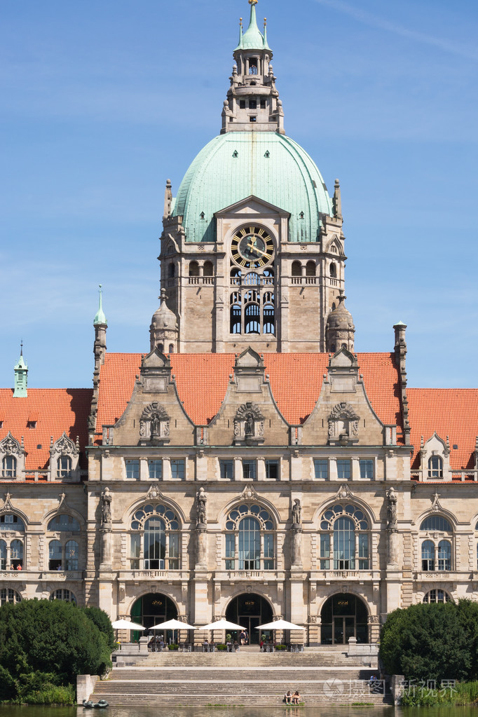 新的市政厅在德国汉诺威的景观