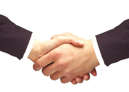 团队合作的白色概念照片上被隔绝的握手照片