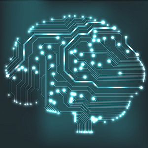 电路板的计算机风格大脑矢量技术背景