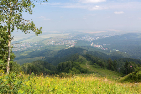 美丽的夏日景色从芒 Tserkovka 到 Belokurikha 在阿尔泰边疆区的胜地