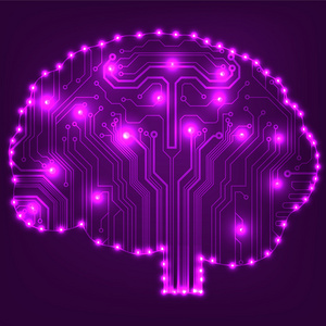 电路板的计算机风格大脑矢量技术背景。eps10 图与抽象电路大脑