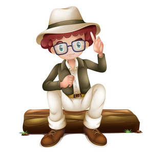 白色背景的徒步旅行男孩照片