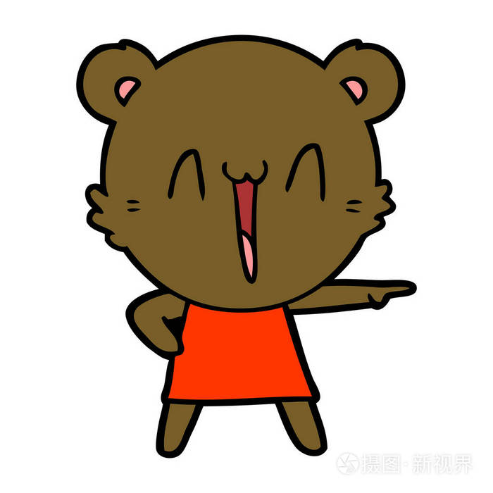 快乐熊卡通的矢量插图