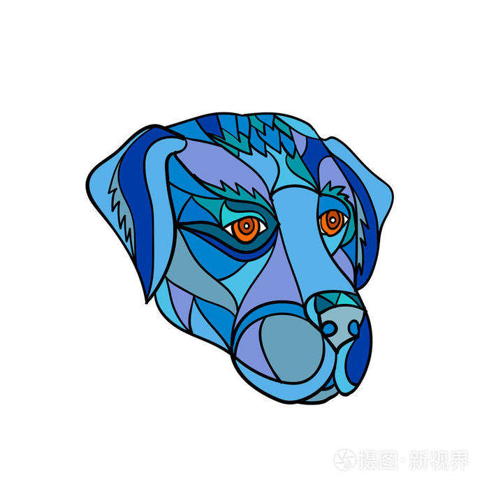 马赛克低多边形样式例证拉布拉多或金猎犬狗头寻找侧在查出的白色背景