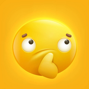 体贴的黄色笑脸 emoji 表情图释图标照片