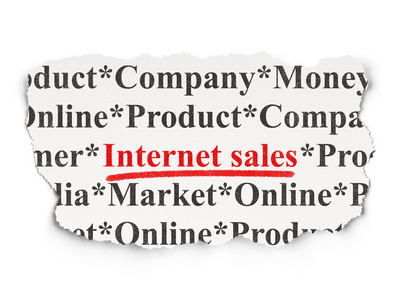 营销理念 纸张背景上的互联网销售