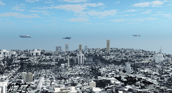 未来派科幻城市景观图片