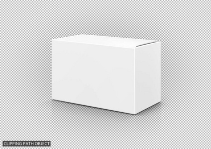 虚拟透明网格背景下的空白包装白色纸板盒
