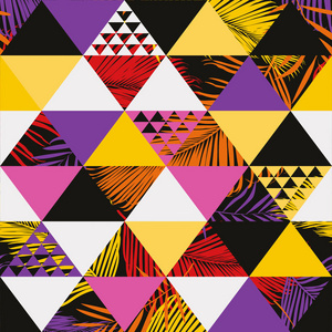 异国情调的海滩时尚无缝图案, 插图花卉矢量热带叶子打印背景照片