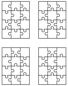 分开的四个白色的拼图游戏