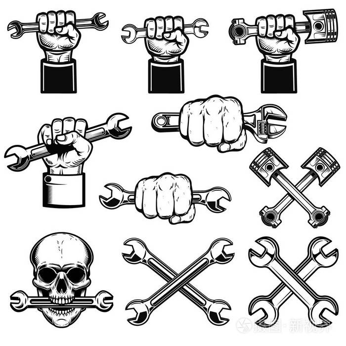 技工值班.设计元素为徽标, 标签, 标志, 标志, 海报.向量例证