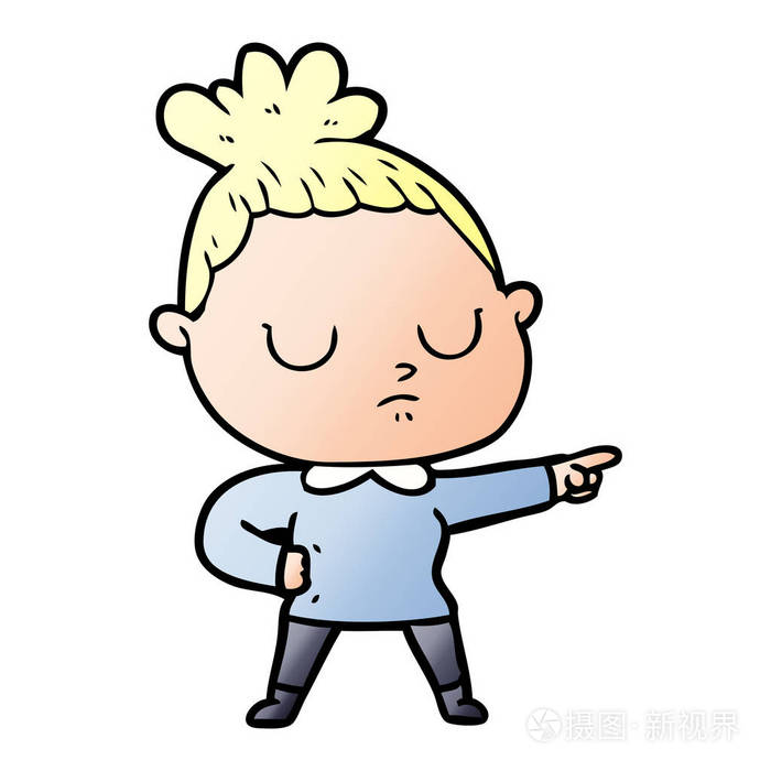 卡通冷静女性的矢量插图