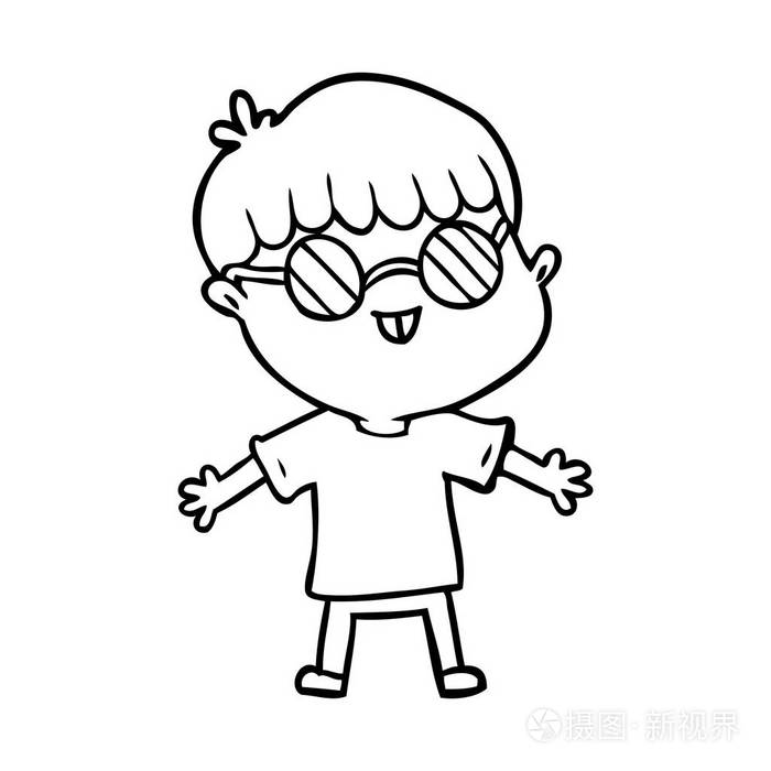 卡通男孩戴眼镜插画-正版商用图片06q64z-摄图新视界