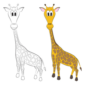 素描和卡通长颈鹿简笔画图